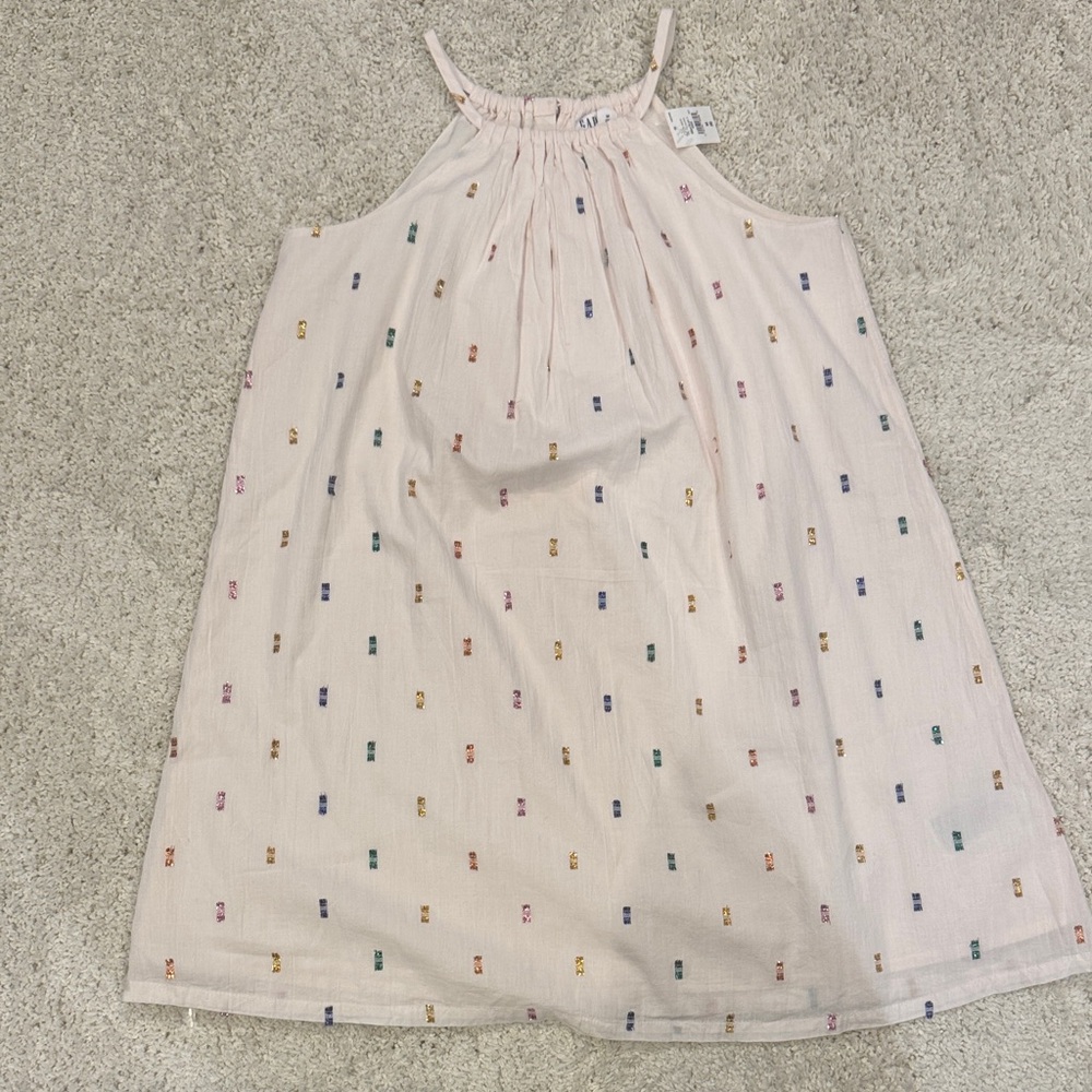 NWT Gap Sleeveless Pink Dress with Multicolor Embroidery